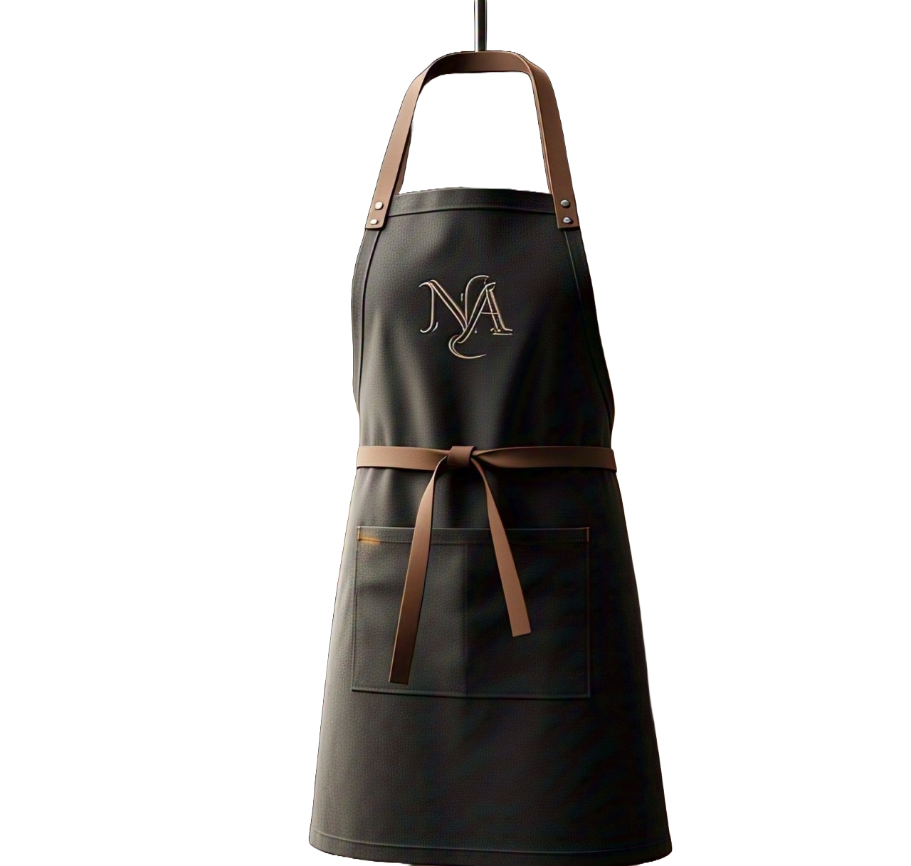 Custom Dark Grey Apron with Leather Straps